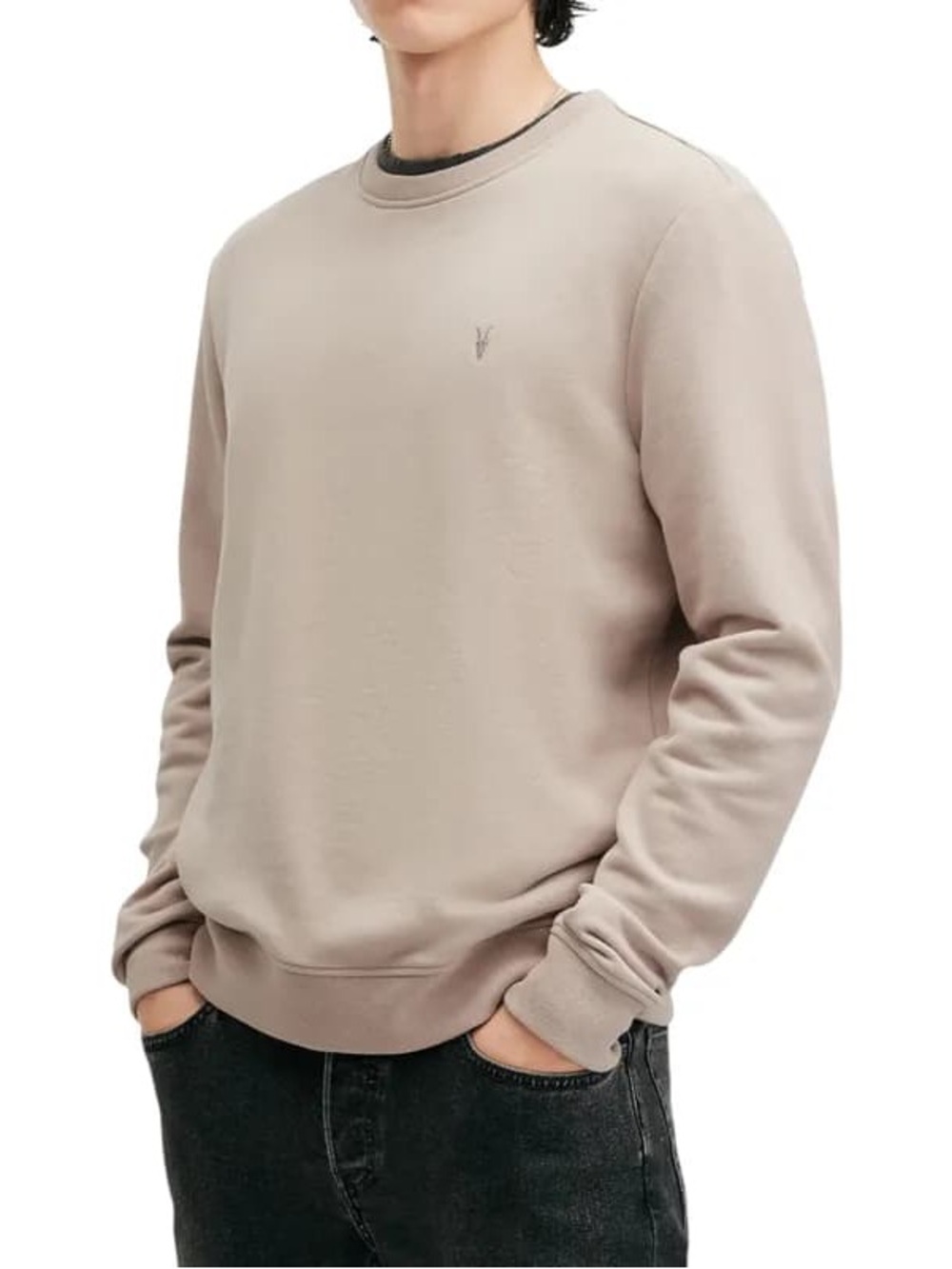 All Saints Crew Neck Ramskull Sweatshirt Tan Brown Size XL